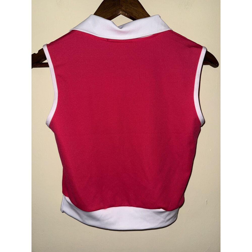 AQ SPORT NWT Pink New York Cropped Sleeveless Polo Top Med - Picture 2 of 7